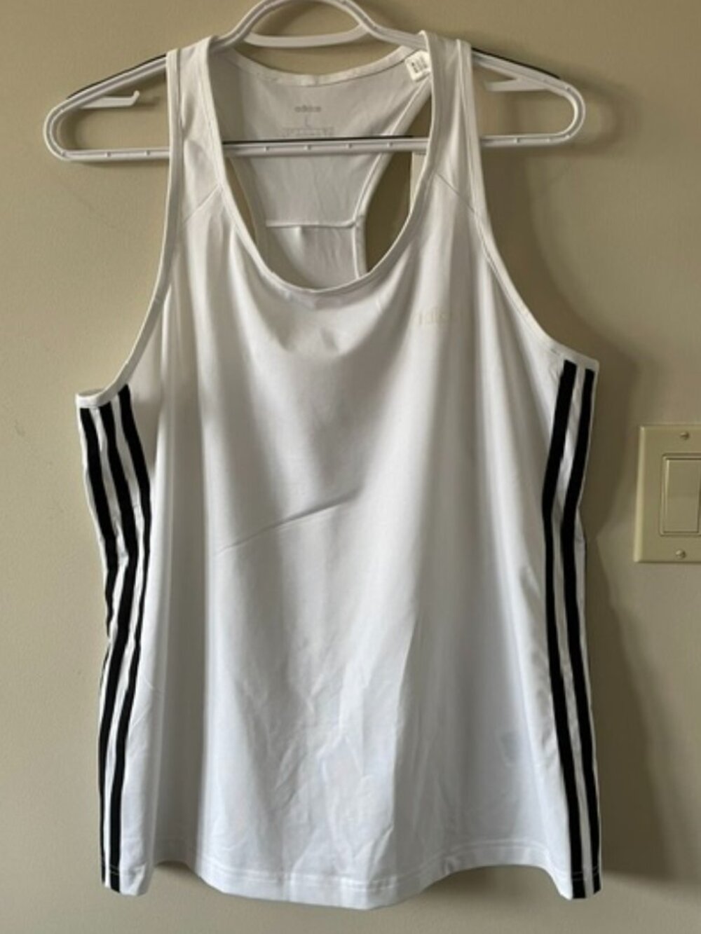 Adidas White/Black Side Stripes  Sz L Women’s NWT Running Tank Top